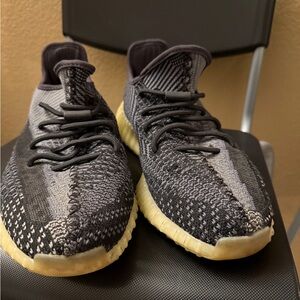 Adidas Men's Black and Gray Sneakers with Yellow Sole